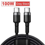 USB Type C To USB C Cable For iPhone 18 17 100W/5A PD Fast Charging Charger Cord For Macbook Xiaomi Samsung Type-C Cable
