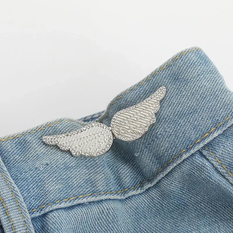 Adjustable Tightener Waist Buckle for Jeans, No Sewing Required Butterfly Button Adjuster for Pants and Skirts Waist