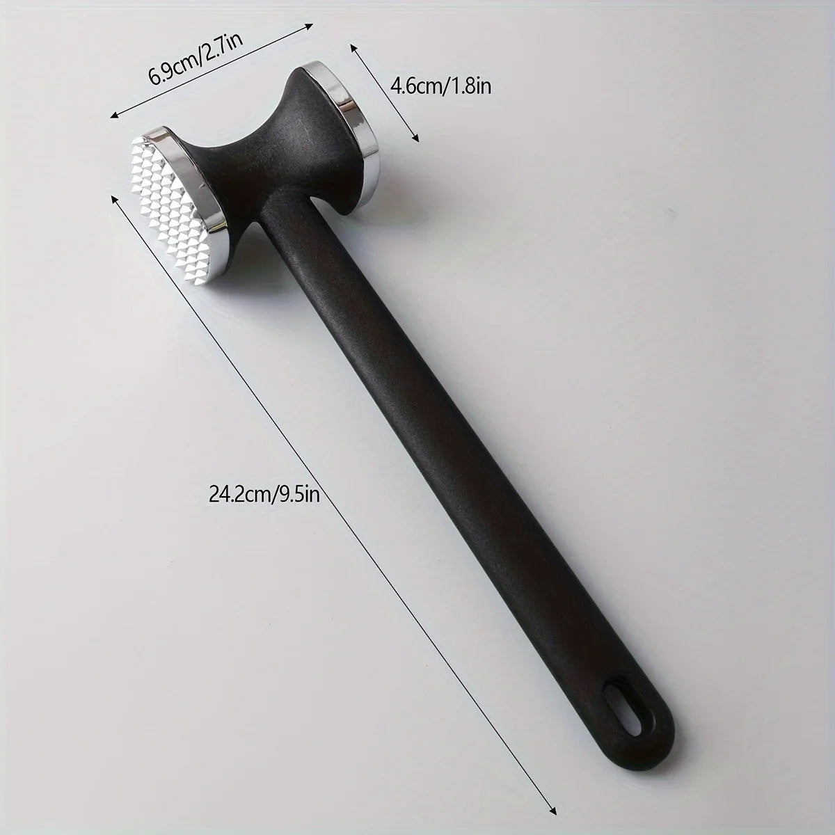 Heavy Duty Stainless Steel Meat Tenderizer Hammer – Rubber Grip Steak Mallet Tool