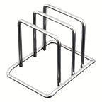1pc Space-Saving Stainless Steel Pot Lid and Cutting Board Organizer Combo - Heavy-Duty Countertop Rack, kitchen organizer