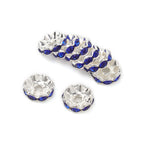 30pcs/lot 12mm Wave Side Rhinestone Spacer Beads Colorful Crystal Metal Rondelle for Jewelry Making Diy Crafts Accessories