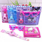 Sanrio Children's Watch Set, Hello Kitty Fashion Watch with Children's Wallet and Glasses, Melody Kulemi Cartoon Watch