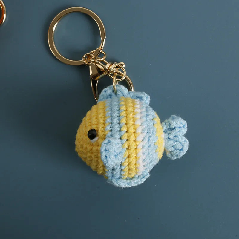 Funny Shrimp Crochet Keychain Cute Ocean Bag Charm