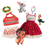 Disney New Moana Dress Costumes Kids Girl Cosplay Toddler Movie Ocean Adventure Infant Frock Halloween Party With Chick Clothes