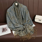 2025 new ethnic style retro shawl cashew flower geometric scarf cloak tassel scarf multi-color variety options available