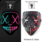 Wireless Neon LED Purge Mask – Glowing Halloween Cosplay Mask