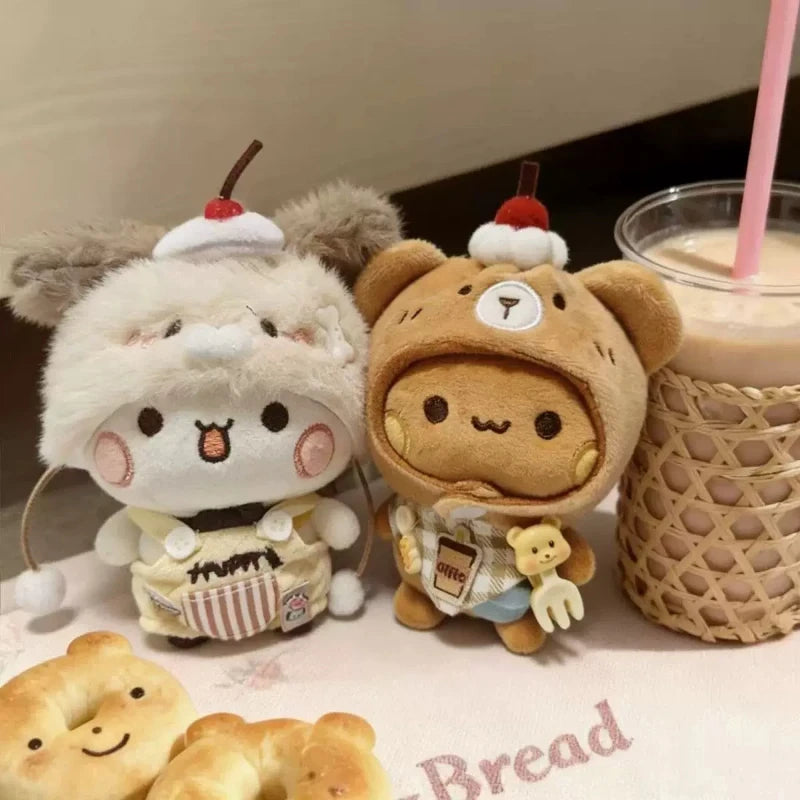 New Bubu And Yier Panda Plush Doll Suit Soft Anime Toy Kawaii Cartoon Fluffy Bear Bag Car Key Pendant Decoration Couple Gift