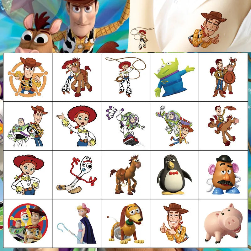 20Pcs Toy Story Temporary Body Art Stickers Cute Cartoon Cosplay Party Toys for Kids Birthday Gifts