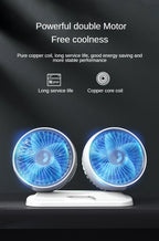 LEIBOO Car USB Fan Dual Head Cooling Air Fan Independent Switch 3-Speed 360 Degree Adjustable Auto Fan Car Electrical Appliances