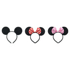 3/6/12pcs/lot Girls Mouse Ears Solid Bow Ears Headband for Birthday Party Supplies and Mouse Themed Costume Cosplay Decoration