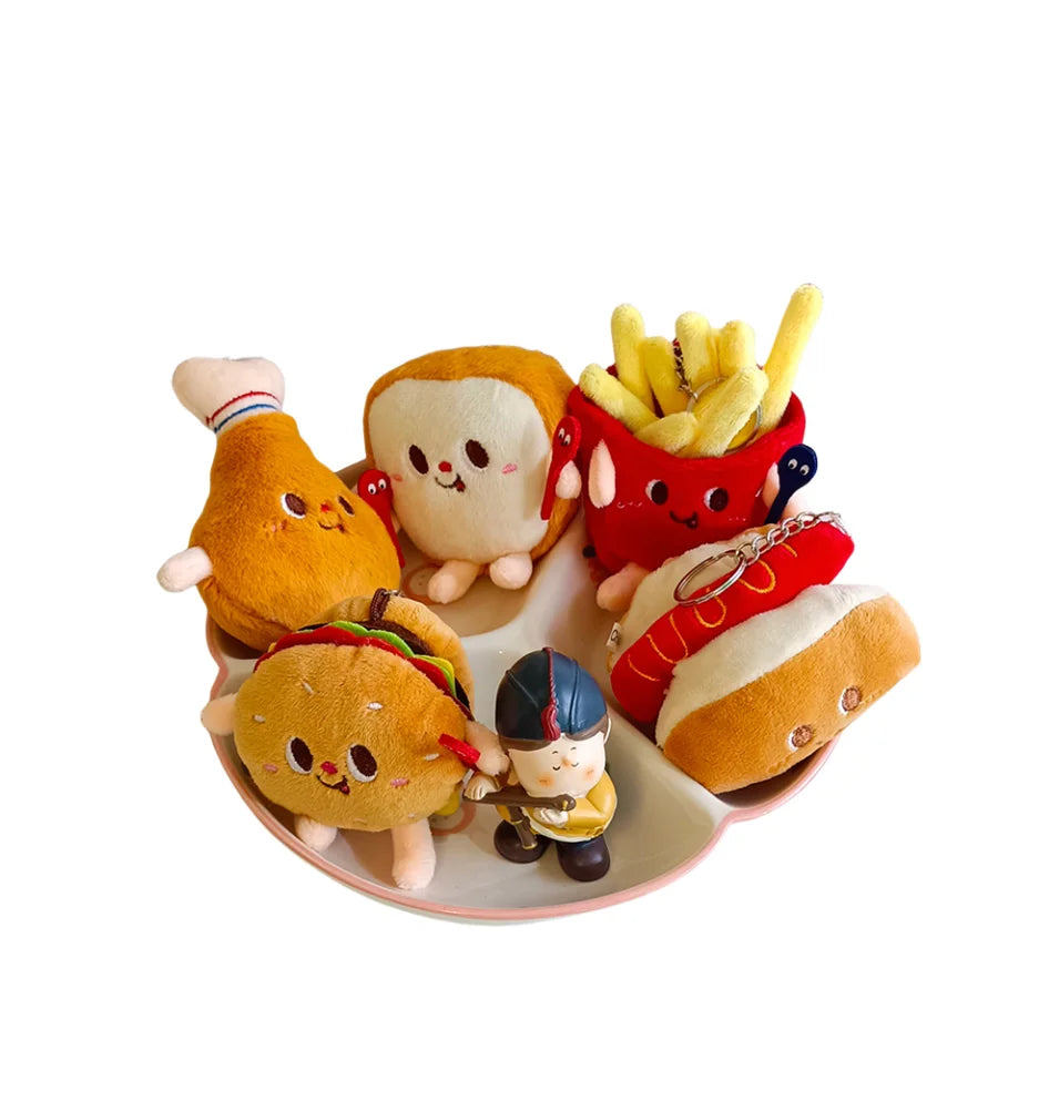 Fast Food Plush Keychain Set Burger & Fries Bag Charms