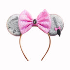 Mouse Ears Headband Cartoon Sequin Bows Headband Birthday Party Christmas Halloween Princess Cosplay Costume For Women Adult