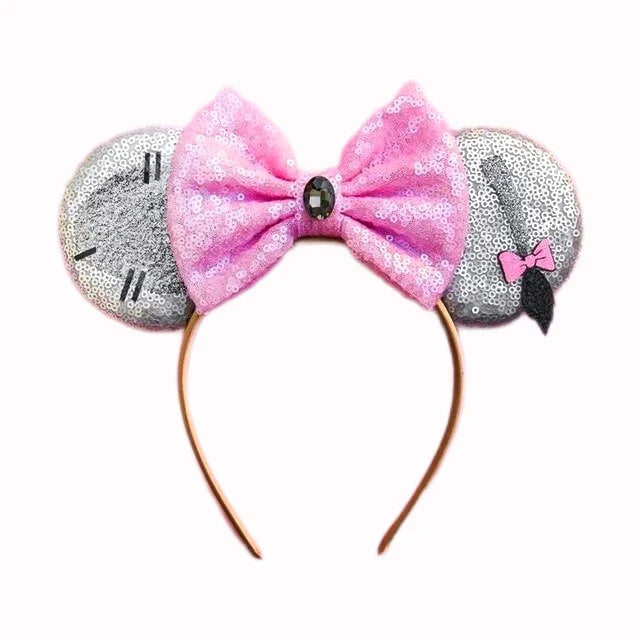 Mouse Ears Headband Cartoon Sequin Bows Headband Birthday Party Christmas Halloween Princess Cosplay Costume For Women Adult