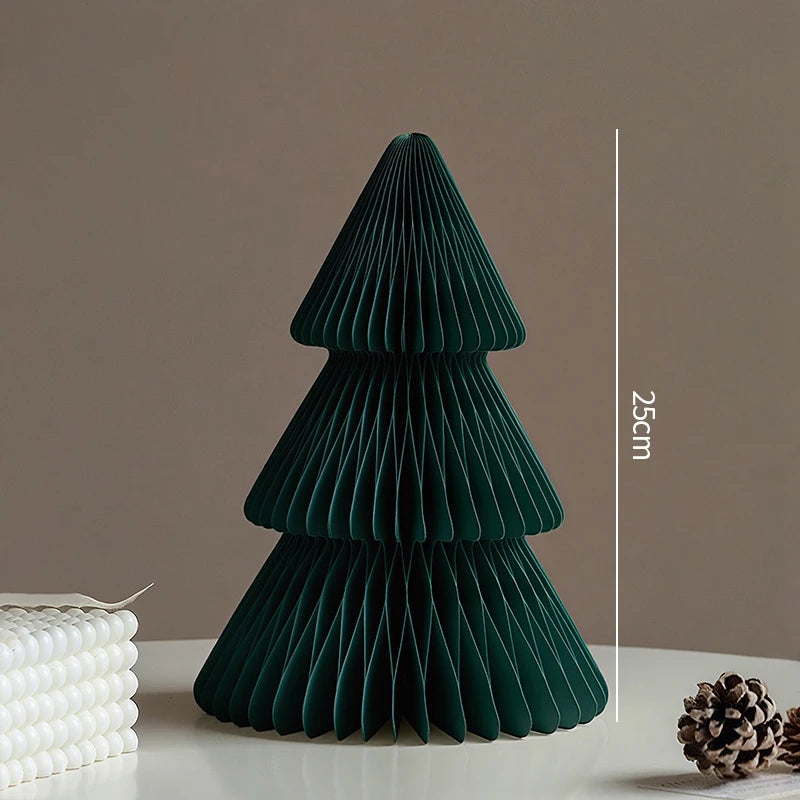 Paper Christmas Tree Ornaments 3D Honeycomb Christmas Tree Decorations Folded Paper 2026 Xmas New Year Desktop Arrangement Decor