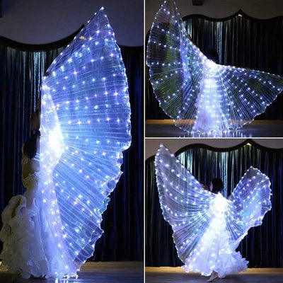 LED Isis Wings Glowing Wings Belly Dance Dress Butterfly Wings Halloween Christmas Party Stage Performance rod for Single Sale