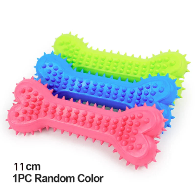 Pet Chew Toy Soft Rubber Bite-resistance Bone Shape Teeth Grinding Chewing Toys for Small Dogs Training Pet Supplies