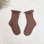 Ruffle Kids Knee High Socks Baby Girls Toddlers Long Soft Cotton Sock Lace Flower Children School Uniform Socks For 0-8Years