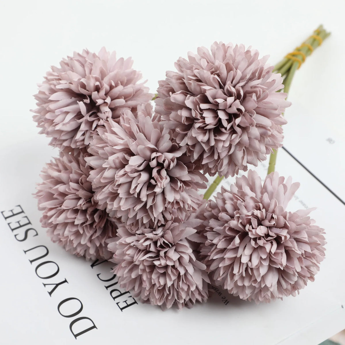 6 Artificial Dandelion and Chrysanthemum Ball Bouquets - Perfect for Home, Office, Coffee Shop, Garden Party, Wedding Decoration