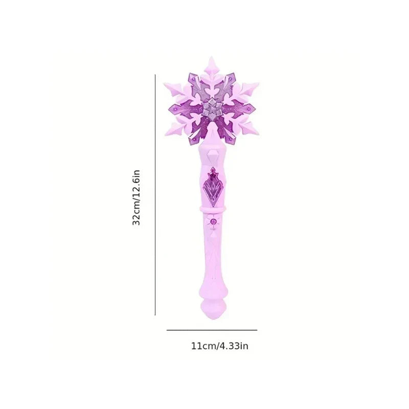 Princess Snow Wand Toy Fairy Girls Glowing Wands Christmas Halloween Children Toys Snowflake Light Sound Sticks Kid Cosplay