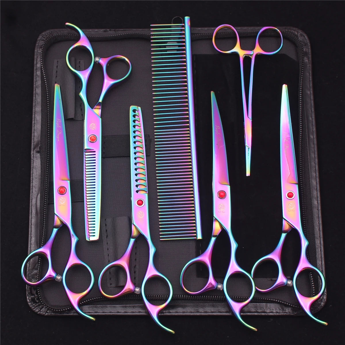 Pet Grooming Scissors Purple Dragon Japan Stainless Pink Curved Scissors For Dogs Dog Thinning Scissors Pet Chunker Shears Z3003