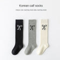 3Pairs Teenage Girls Mid-calf School Socks Bow Korean Style Spring Children Knee High Slouch Socks Fashion Kids Stackable Tights