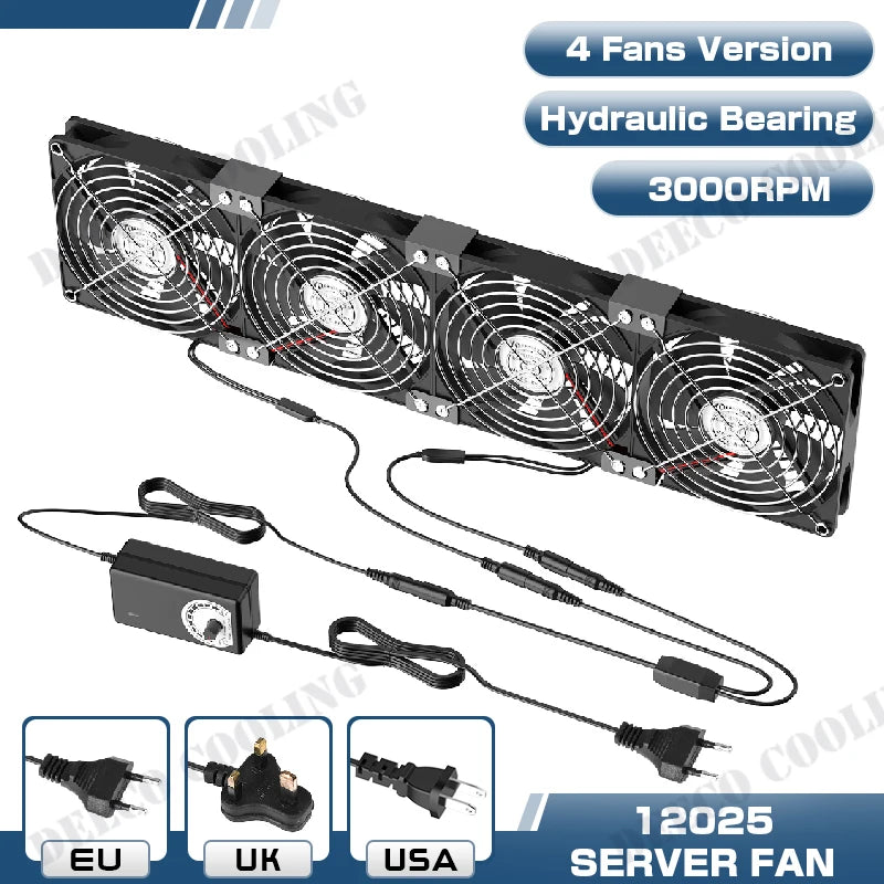120mm 3000RPM Fan Cooling With Controller 12cm 12V 220V Btc Machine Chassis Workstation Cabinet Radiator Server Fan