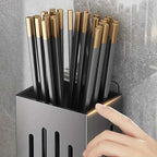 1pc/2pcs Wall-mounted Chopstick Holder Household Kitchen Sink Tableware Storage Rack Punch-free Drain with Water Tray with Hook