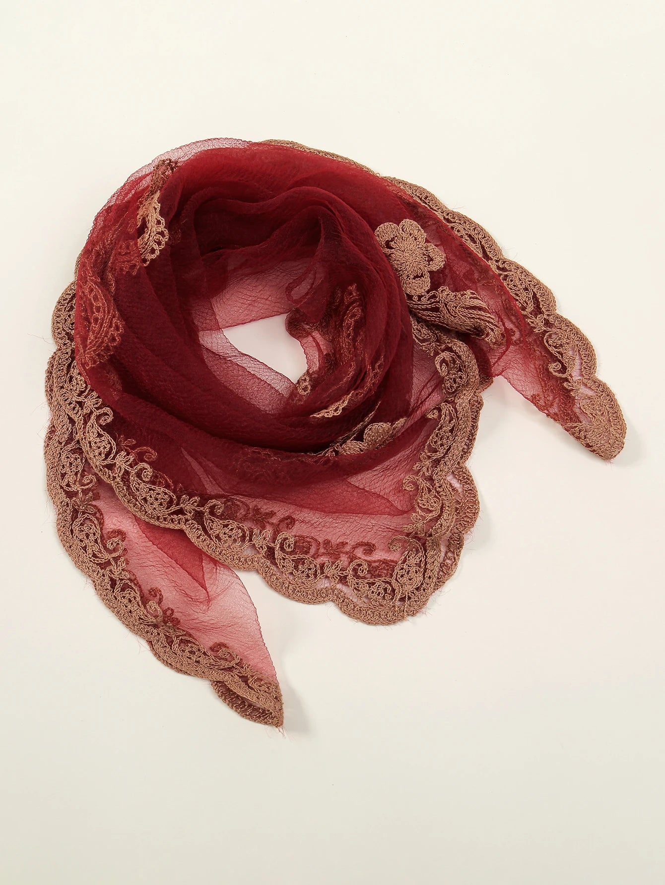 Lace Paisley Embroidery Bandana Square Scarf Elegant Breathable Silk Scarves Women Sunscreen Lightweight Shawl Headband