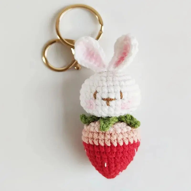 Cute Rabbit Crochet Keychain Handmade Bunny Bag Charm