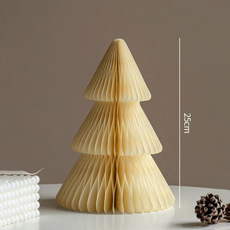 Paper Christmas Tree Ornaments 3D Honeycomb Christmas Tree Decorations Folded Paper 2026 Xmas New Year Desktop Arrangement Decor