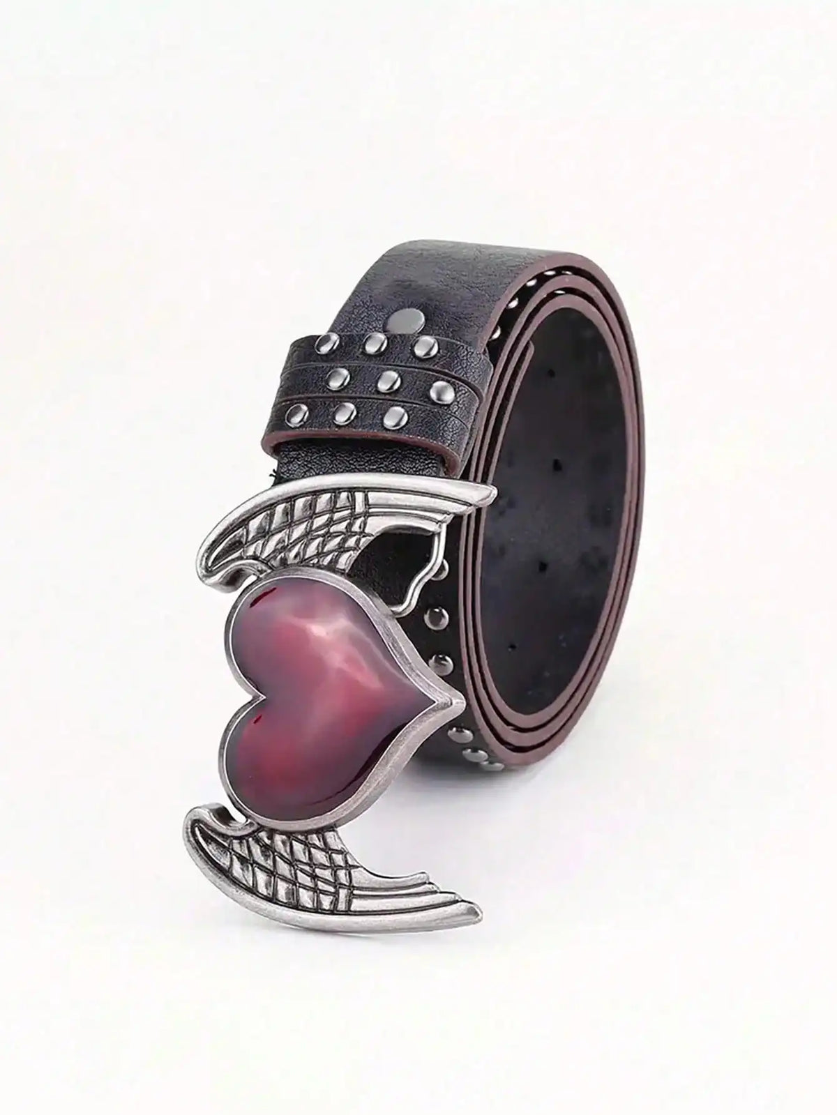 1Pcs Rose essential oil droplet heart-shaped leather belt, rivet decoration, Y2K punk gothic rock hip-hop style，spring，summer