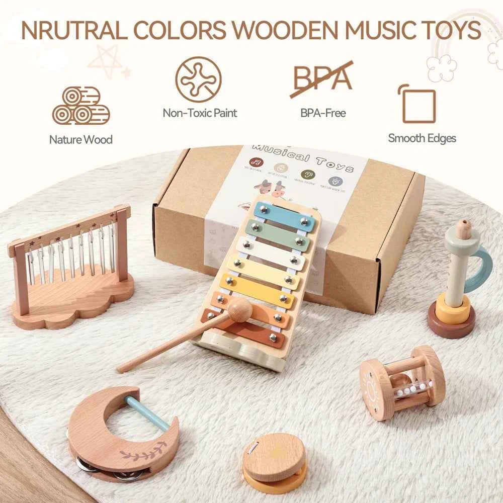7PCS Wooden Musical Instrument Set – Educational Music Toys for Kids