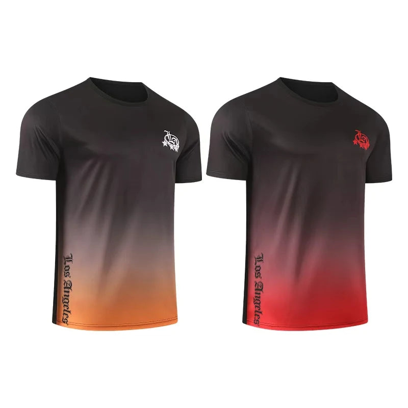2/4/6-Pcs Four Seasons Men's Solid Color Round Neck Short Sleeve Top With Printed Cuffs Youth Sports And Leisure Fashion T-Shirt