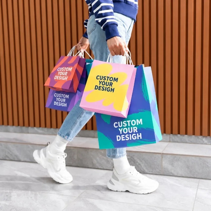 Custom Paper Bags Wholesale Personalized Logo Kraft Paper Shopping Bags Custom Printed Packaging Gift Bags Manufacturer Supplier