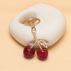 Fashion Delicious Red Cherry Keychain Summer Fruits Cherries Pendant Keyring For Women Men Jewelry Bag Accessories Gift