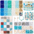 Ocean Summer Friendship Bracelet Making Kit – DIY Clay Beads Set for Jewelry, Bracelets, Necklaces & Earrings