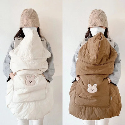 Hooded Blanket for Baby Stroller Newborn Swaddle Wrap Warm Baby Carrier Sling Cover Infant Cloak Cape Sleeping Quilt 80*85cm