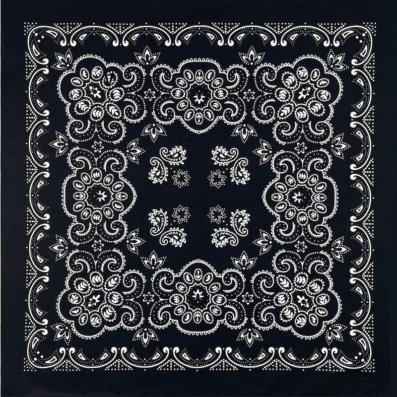 70CM Oversized Hip Hop Amoeba Cashew Cotton Square Bandana Scarf Headband Black Paisley Gifts For Men/Boys/Girls