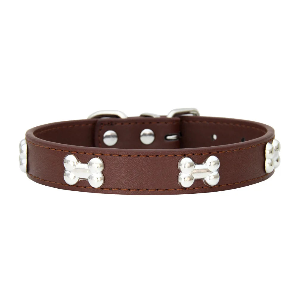Bone Leather Durable Pet Dog Collars Puppy Pug Collars for Small Large Dog Chihuahua Cat Accessories Pet Collar for Small Dogs - WTN Essentials 