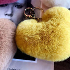 Heart Plush Pompom Keychain Leopard Print Bag Charm