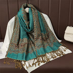 2025 new ethnic style retro shawl cashew flower geometric scarf cloak tassel scarf multi-color variety options available