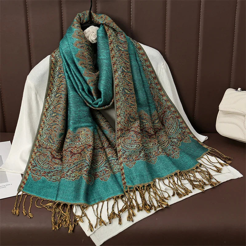 2025 new ethnic style retro shawl cashew flower geometric scarf cloak tassel scarf multi-color variety options available