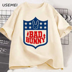 Bad Bunny Football Printed Tshirts Men Women Short Sleeeve Tshirt Printed Graphic T Shirts High Quality T-shirt Men's Clothes
