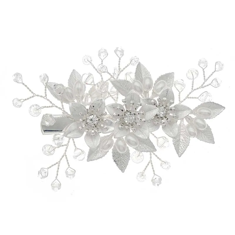 Fashion Pearl Flower Clip Silver Color Hair Combs Wedding Bridal Jewelry Accessories Headpieces For Woman Bride Hair Ornaments