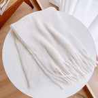 Winter Scarf for Women Cashmere Warm Solid Pink Pashmina Blanket Wraps Female Thick Soft Bufanda Big Tassel Shawl Long Echarpe