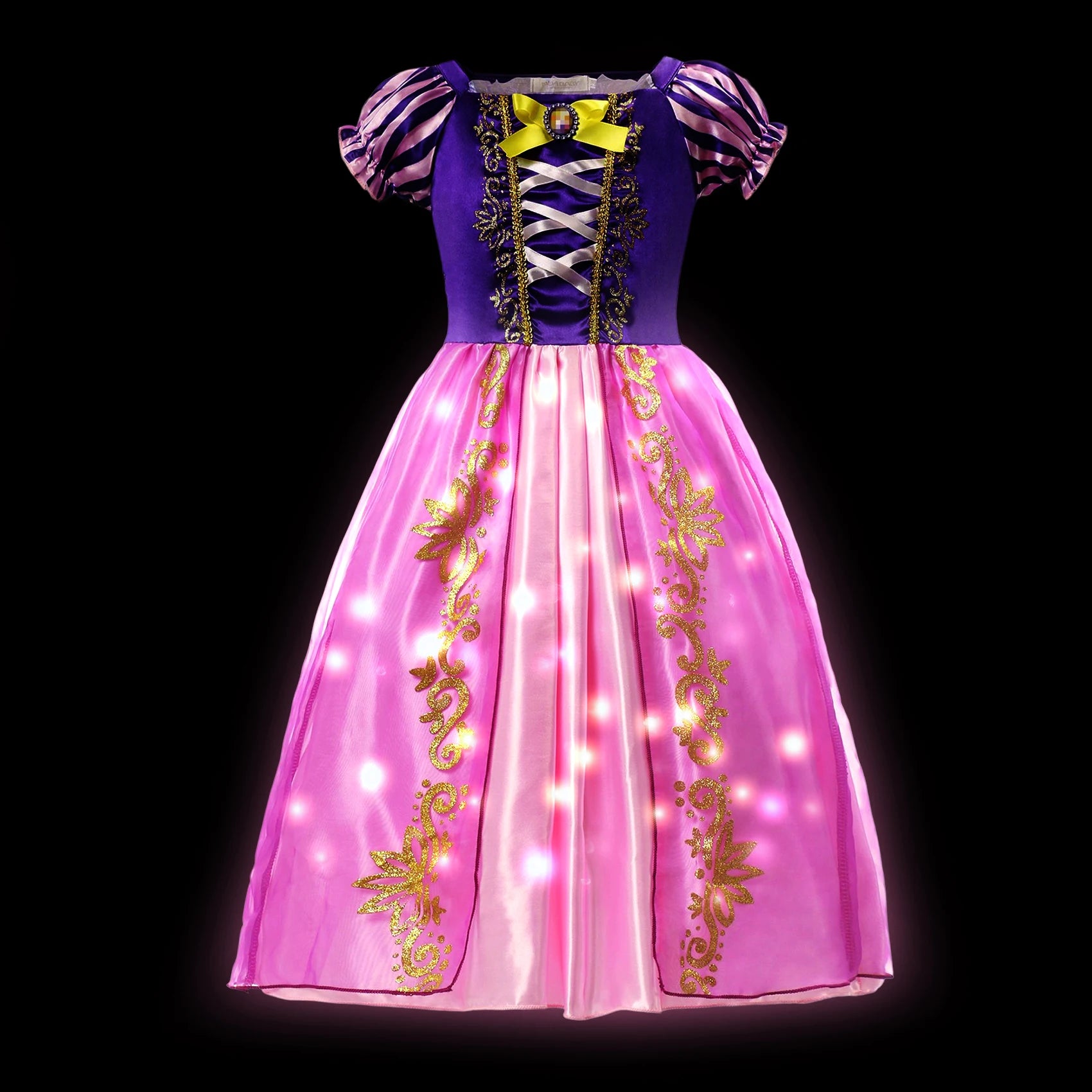 Girl Princess Dress with LED Light Up Costume for Children Cosplay Party Clothes Blue Pink Outfit Carnival Christmas Prom Gown