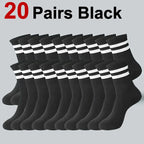 5/10/20 Pairs Neutral Solid Color Round Neck Socks Spring Autumn Sweat Absorbing Breathable Comfortable All-season Sports Socks