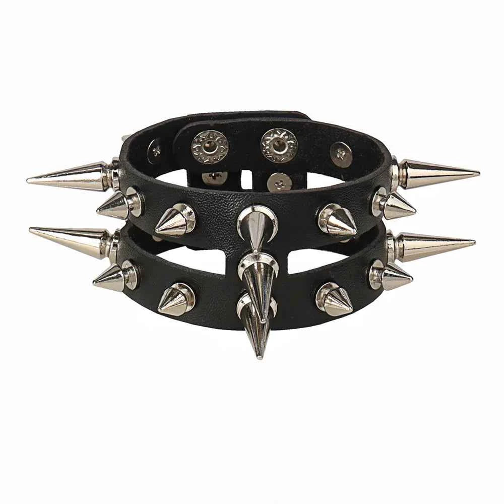 Punk Bracelets PU Leather Studded Bracelet Adjustable Goth Cuff Bracelet Gothic Rivet Buckle Wristband for Men Women Emo Jewelry