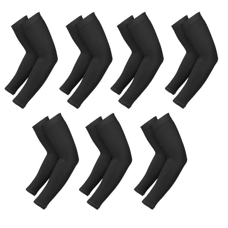 7 pairs of breathable sunshade arm covers, unisex glove sleeves, suitable for outdoor sports such as driving, playing golf, fish