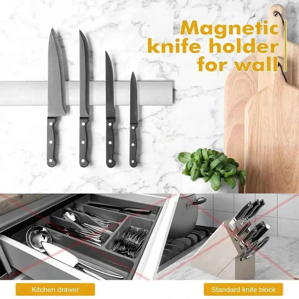 Magnetic Knife Holder – Stainless Steel Wall-Mounted Kitchen Organizer